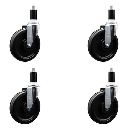 Service Caster 6'' Phenolic Wheel Swivel 1-3/8'' Expanding Stem Caster Set, 4PK SCC-EX20S615-PHS-138-4